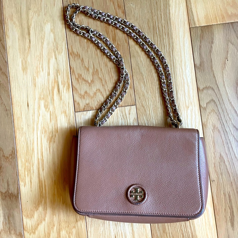Tory Burch Tan and Gold Crossbody Handbag